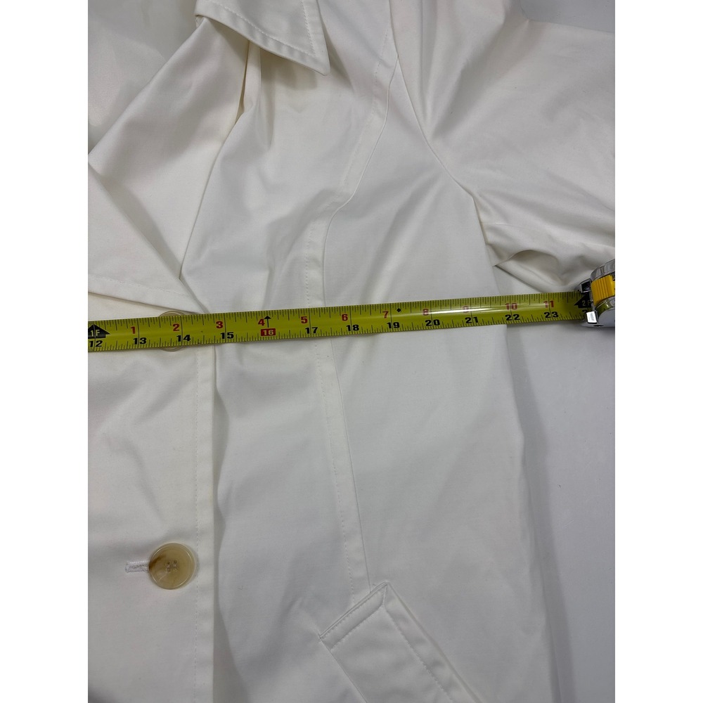 Fleet Street White Double Breasted Trench Coat Cotton Blend Jacket XL - Picture 4 of 9